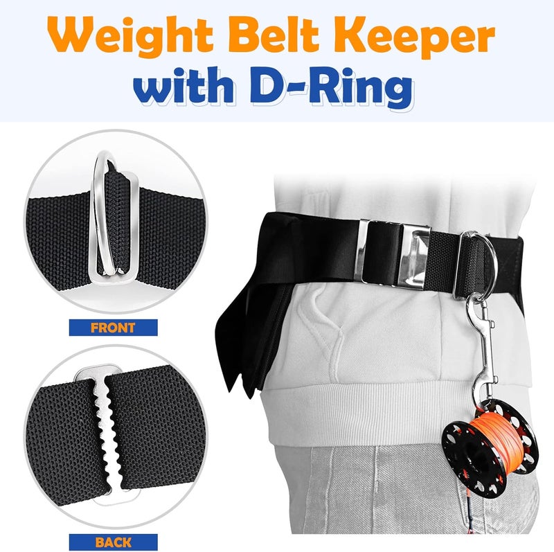 Dawitrly 2Pack Weight Belt Keeper, 5cm/2'' Stainless Steel Serrated Scuba Diving Weight Belt Retainer Stopper with D Ring for Dive Gear and BCD Accessories - Image 2